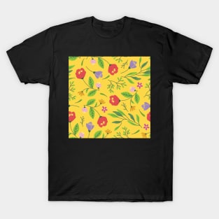 Flowe Pattern Yellow T-Shirt